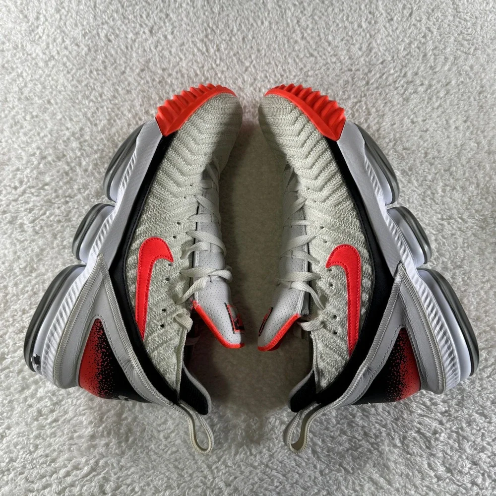 Nike LeBron 16 Low Shoes Mens Size 11 White Hot Lava Basketball 2019 CI1521-100 - Picture 4 of 9